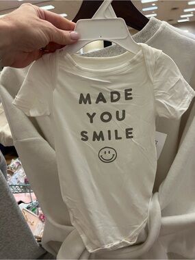 Made You Smile Cream Baby Bodysuit